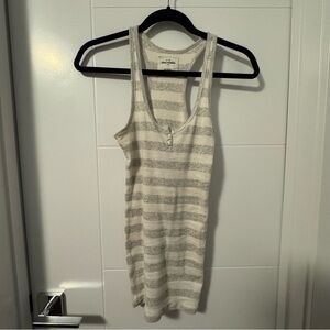 Abercrombie Kids "Cute Stretch" Striped Gray and White Long Tank Top